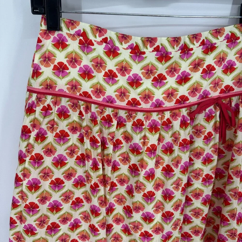 J. Crew Floral Skirt 0 Tropical Summer Full Flare Cotton Pink‎ Orange Vintage
